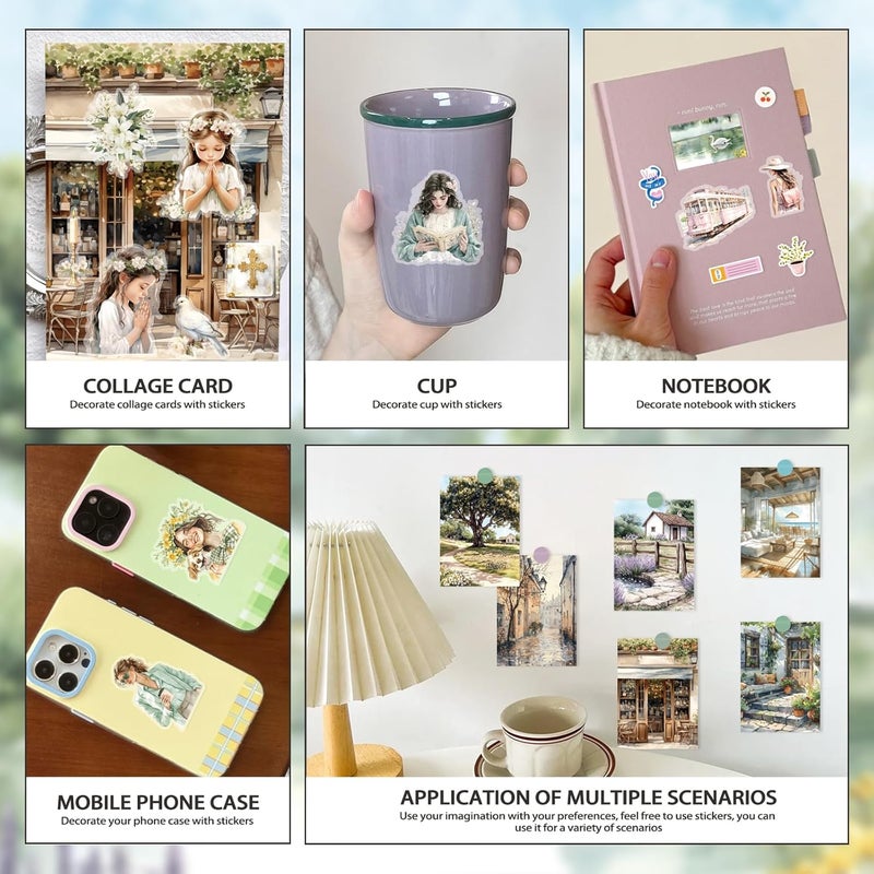 Bomichi People Sticker Book for aldult Girl, 30 Sheets 341 Pcs Stickers & 10 Sheets Scrapbook Paper for Journaling Scrapbooking Bullet Journals Planners Letter Card Making Collage Art Crafts - Image 5